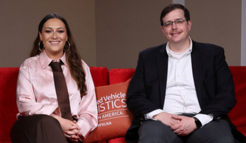 Patrick Manzi, Chief Economist, NADA and Megan Kelly, Deputy Editor, on the Red Sofa at FVL North America 2026.